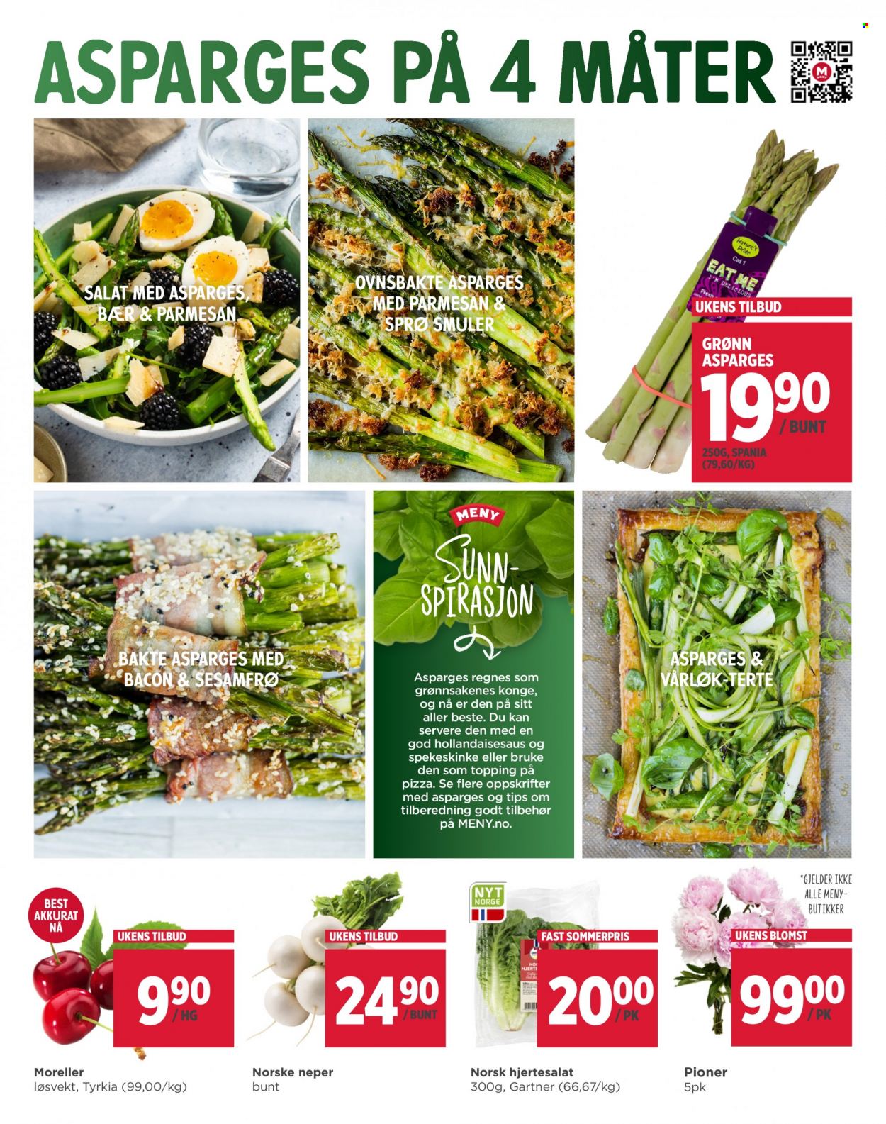 thumbnail - Kundeavis MENY - 20.6.2022 - 25.6.2022 - Produkter fra tilbudsaviser - morell, hjertesalat, salat, vårløk, pizza, spekeskinke, parmesan. Side 7.