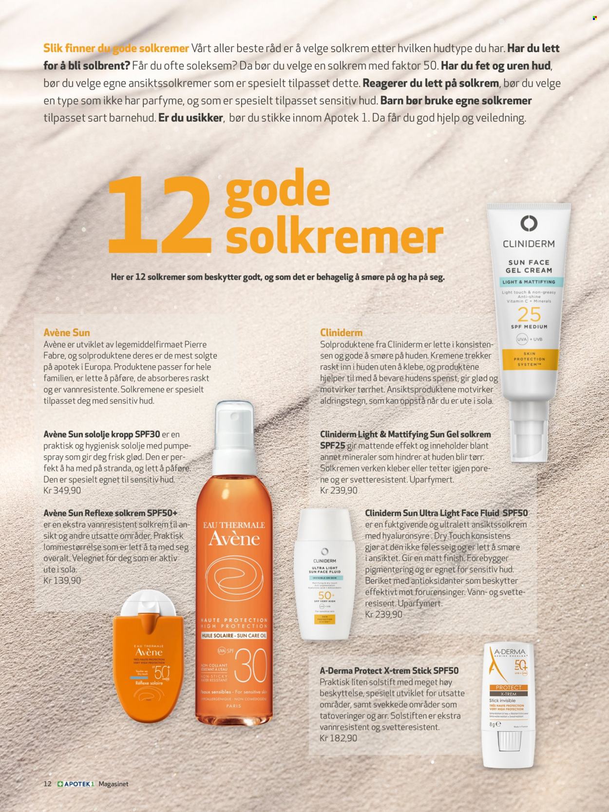 thumbnail - Kundeavis Apotek 1 - Produkter fra tilbudsaviser - A-Derma, solkrem. Side 12.