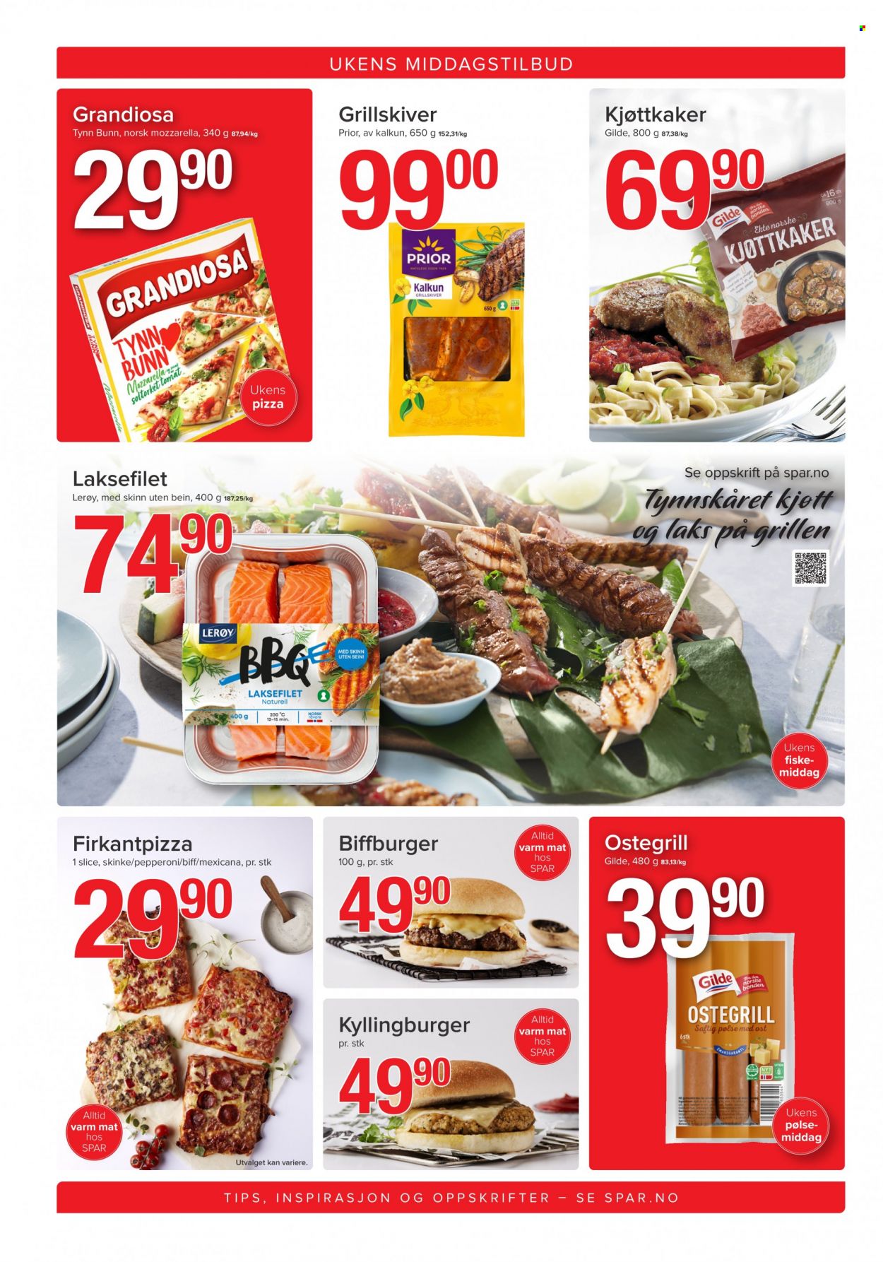 thumbnail - Kundeavis SPAR - 27.6.2022 - 3.7.2022 - Produkter fra tilbudsaviser - kjøttkaker, kyllingburger, laksefilet, pizza, skinke, pepperoni, pølse. Side 2.