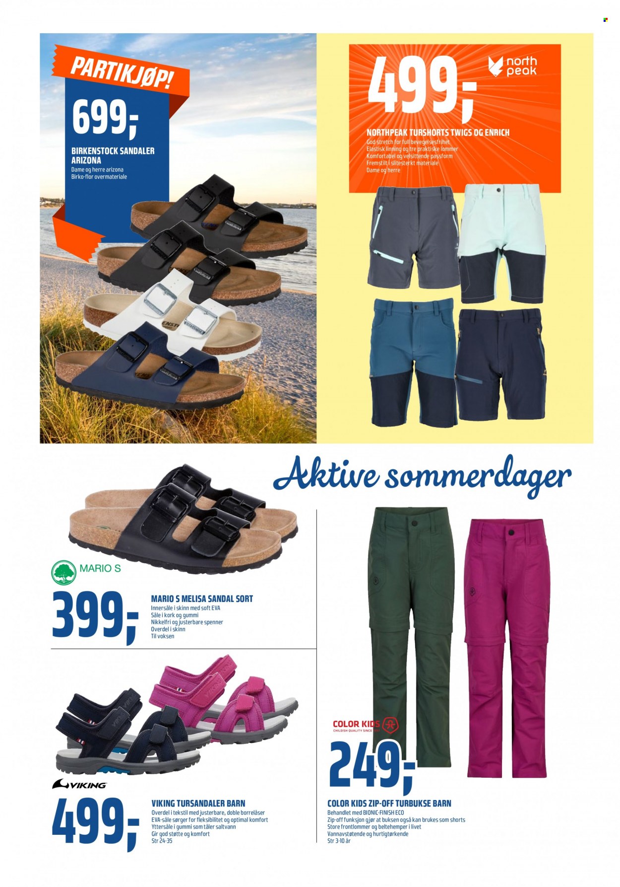 thumbnail - Kundeavis Coop Obs - 26.6.2022 - 2.7.2022 - Produkter fra tilbudsaviser - Viking, shorts, Birkenstock, sandal. Side 12.