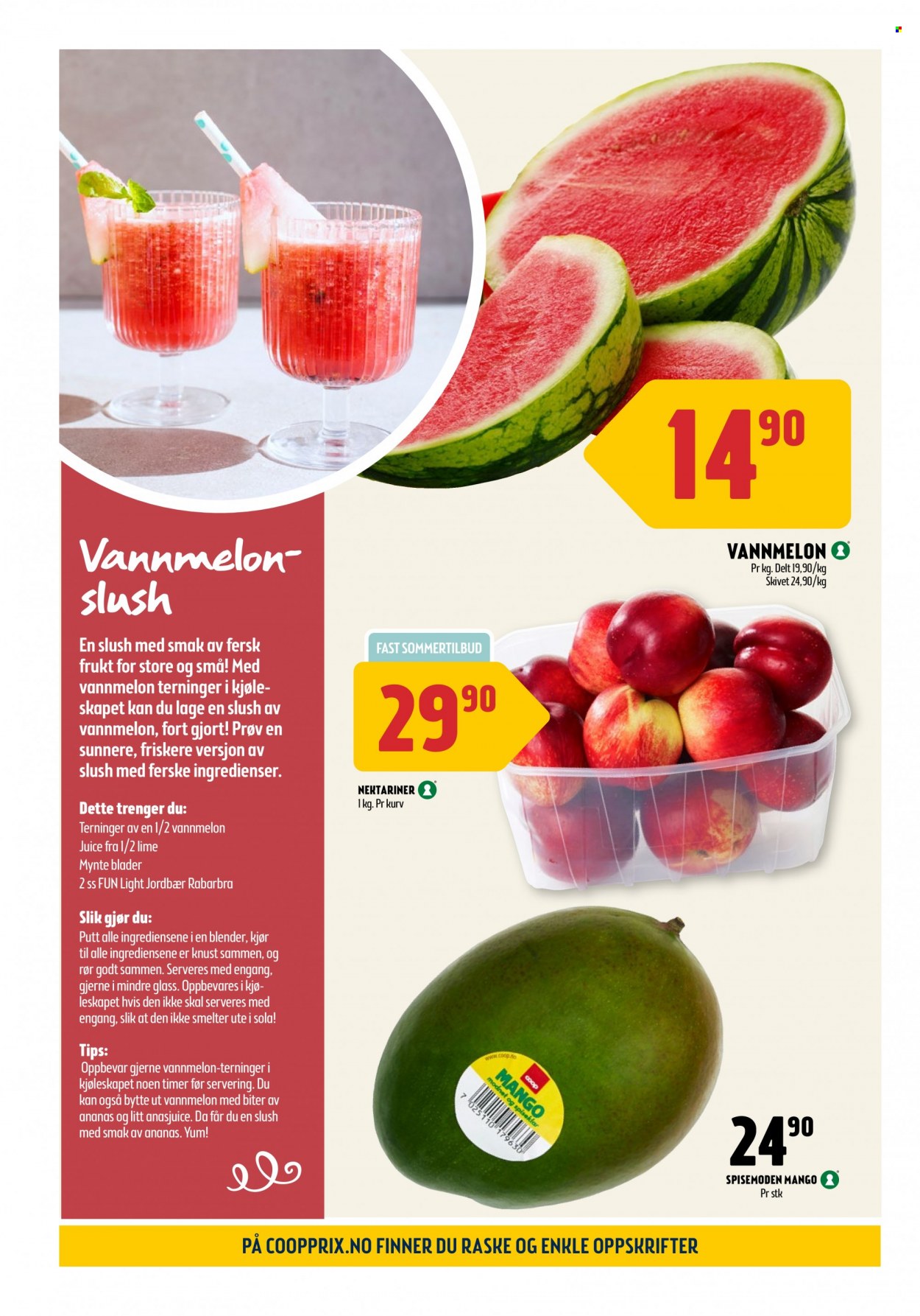 thumbnail - Kundeavis Coop Prix - 27.6.2022 - 10.7.2022 - Produkter fra tilbudsaviser - jordbær, mango, nektarin, FUN Light, kurv. Side 2.