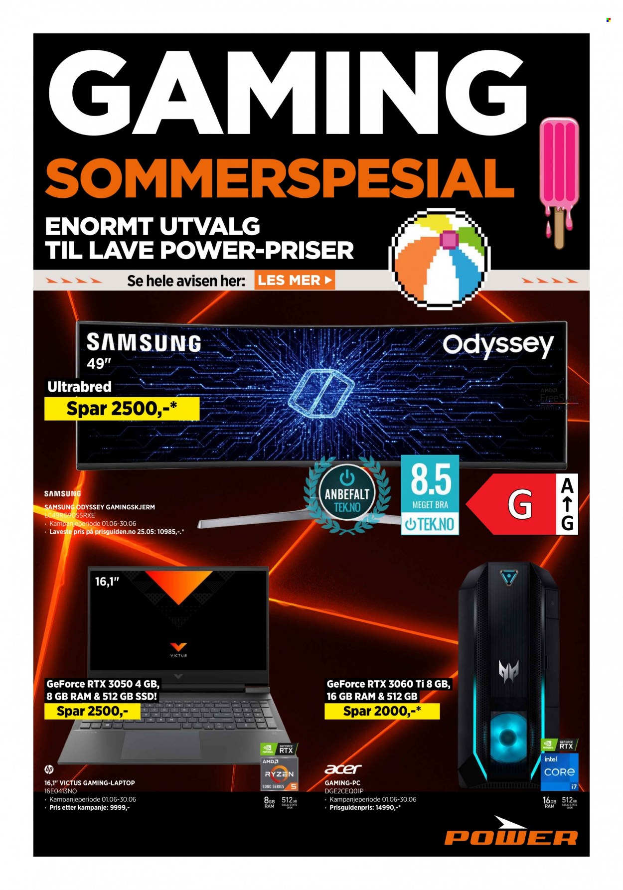 thumbnail - Kundeavis Power - 25.6.2022 - 2.7.2022 - Produkter fra tilbudsaviser - Acer, Samsung, HP, laptop, gaming-PC, gamingskjerm, PC skjerm. Side 20.