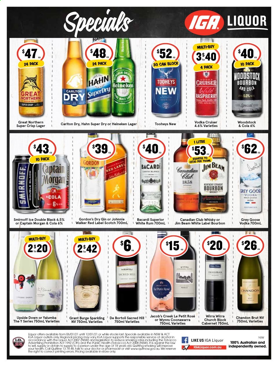 IGA LIQUOR catalogue - 6 Jan 2021 - 12 Jan 2021. Page 1