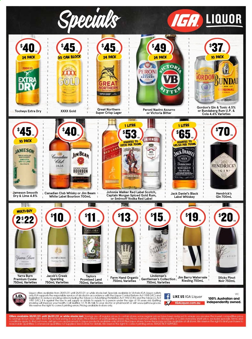 IGA LIQUOR catalogue - 20 Jan 2021 - 26 Jan 2021. Page 1