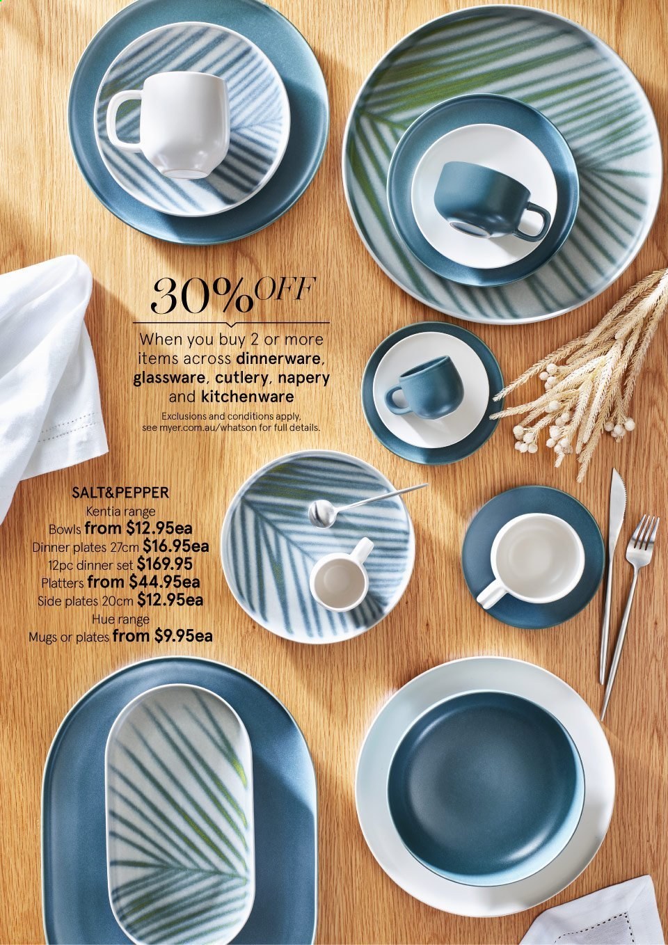 thumbnail - Myer Catalogue - Sales products - dinnerware set, glassware set, plate, dinner plate. Page 3.