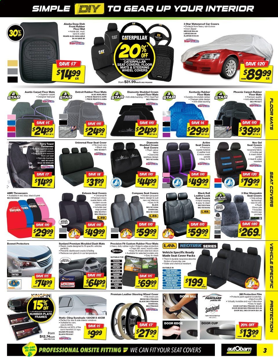 thumbnail - Autobarn Catalogue - 15 Feb 2021 - 28 Feb 2021 - Sales products - car seat cover, car floor mats, wheel covers, carpet, vehicle. Page 3.