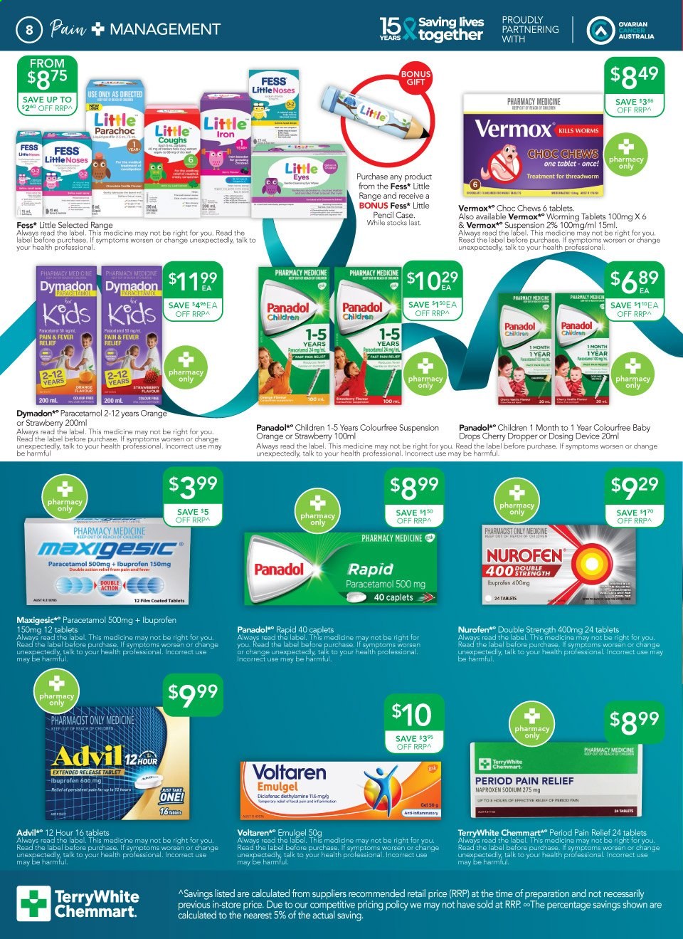 thumbnail - TerryWhite Chemmart Catalogue - 11 Feb 2021 - 2 Mar 2021 - Sales products - pain relief, Advil Rapid, Nurofen, Ibuprofen. Page 8.
