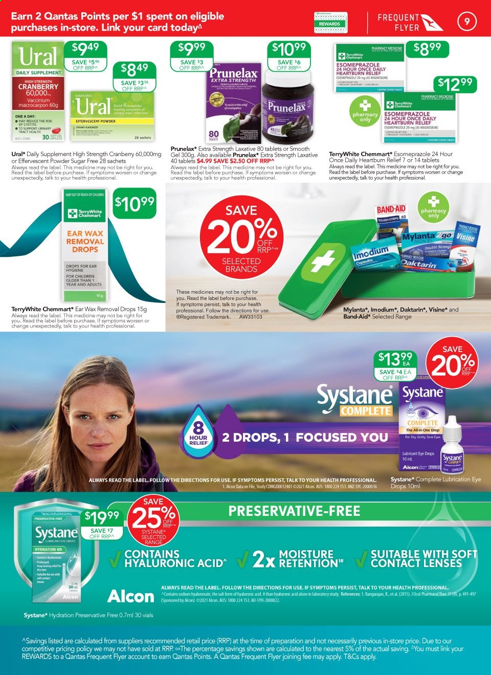 thumbnail - TerryWhite Chemmart Catalogue - 11 Feb 2021 - 2 Mar 2021 - Sales products - Imodium, eye drops, Systane, laxative, contact lenses, lenses, band-aid. Page 9.