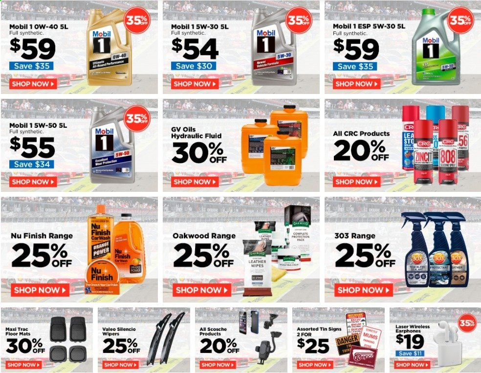 thumbnail - Repco Catalogue - Sales products - car floor mats, Mobil, hydraulic fluids. Page 1.