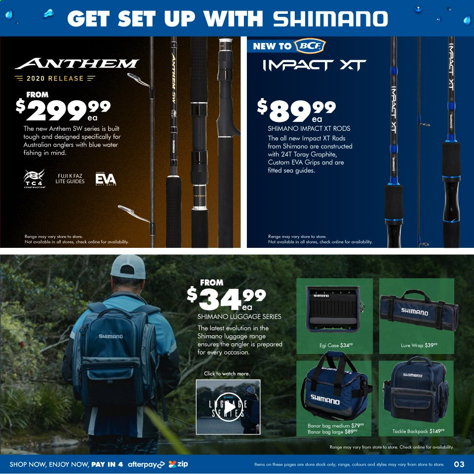 thumbnail - BCF Catalogue - 26 Feb 2021 - 7 Mar 2021 - Sales products - backpack, luggage, bag, Shimano, fishing rod. Page 3.