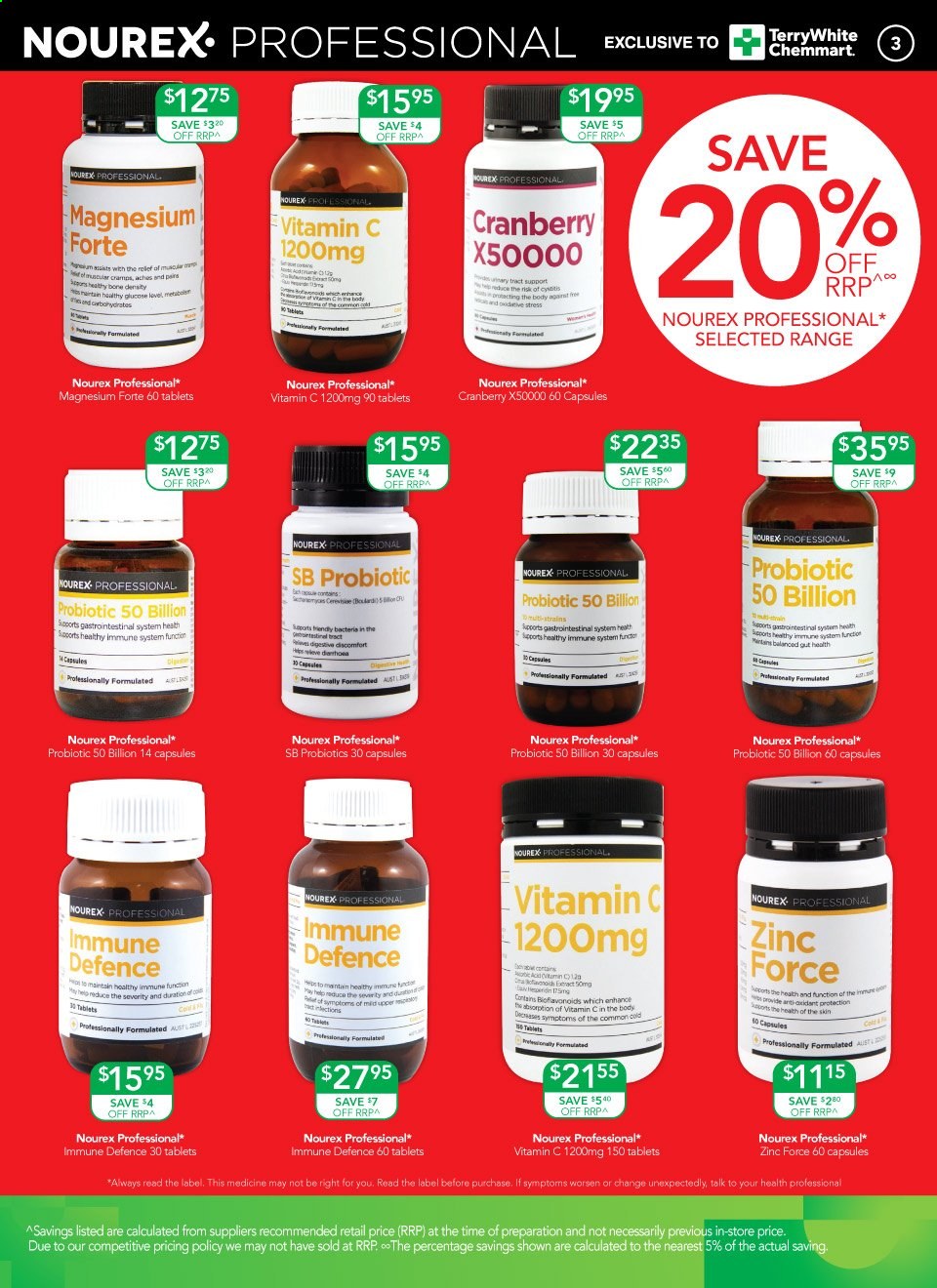 thumbnail - TerryWhite Chemmart Catalogue - 4 Mar 2021 - 23 Mar 2021 - Sales products - magnesium, probiotics, zinc, vitamin c. Page 3.