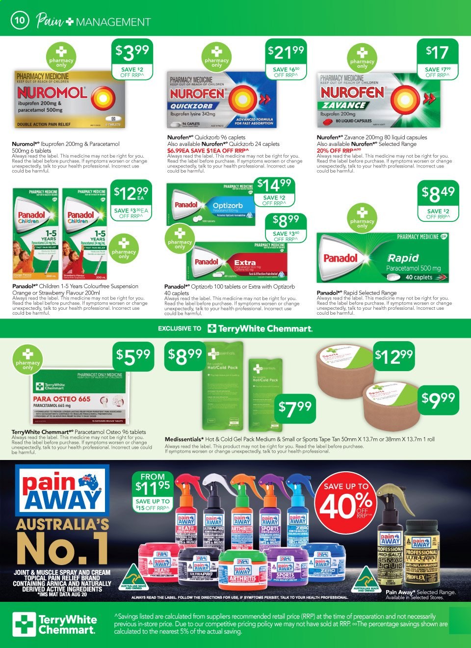 thumbnail - TerryWhite Chemmart Catalogue - 4 Mar 2021 - 23 Mar 2021 - Sales products - pain relief, Nurofen, Ibuprofen. Page 10.