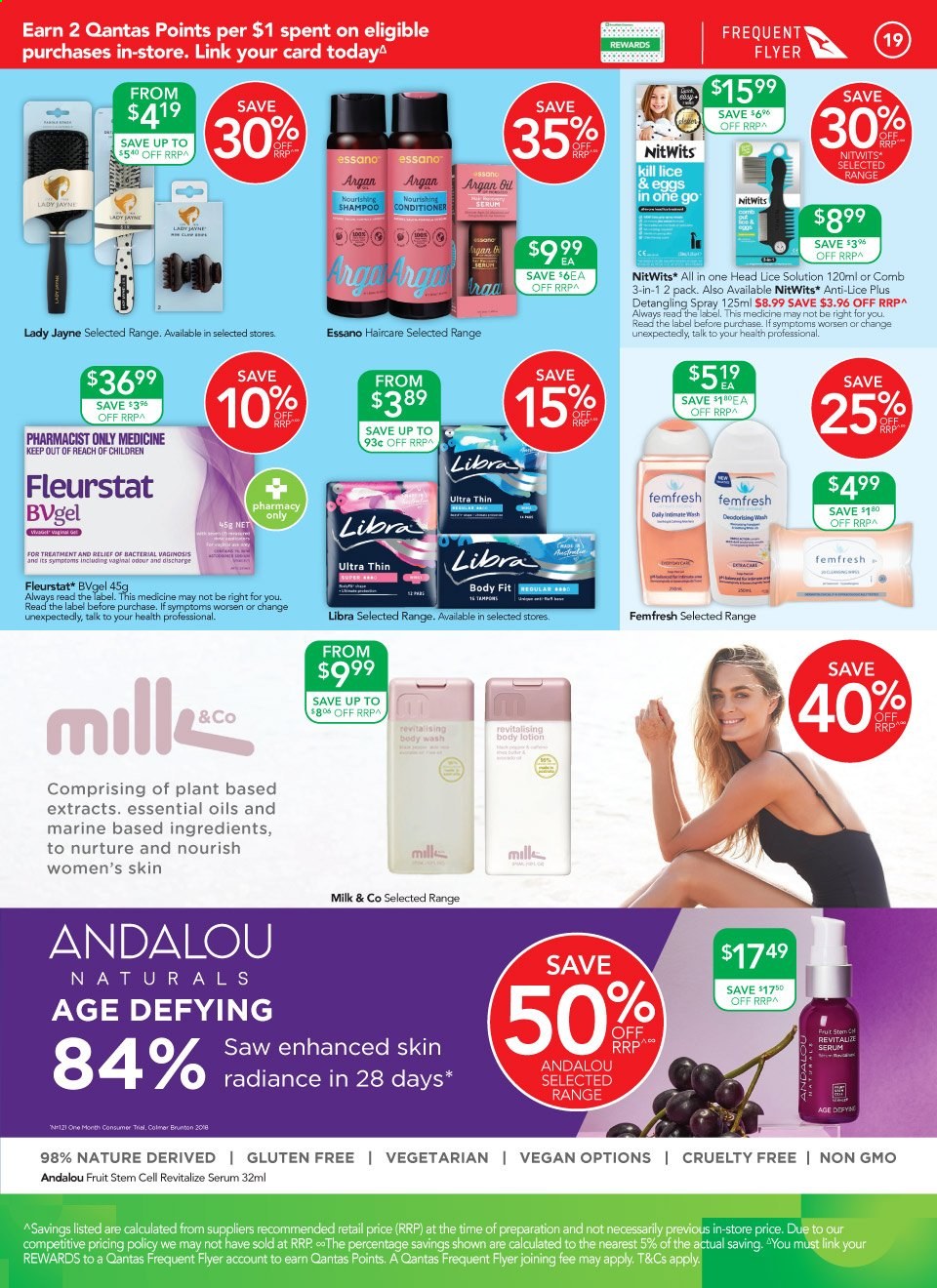 thumbnail - TerryWhite Chemmart Catalogue - 4 Mar 2021 - 23 Mar 2021 - Sales products - shampoo, serum, conditioner, Essano, comb, body lotion. Page 19.