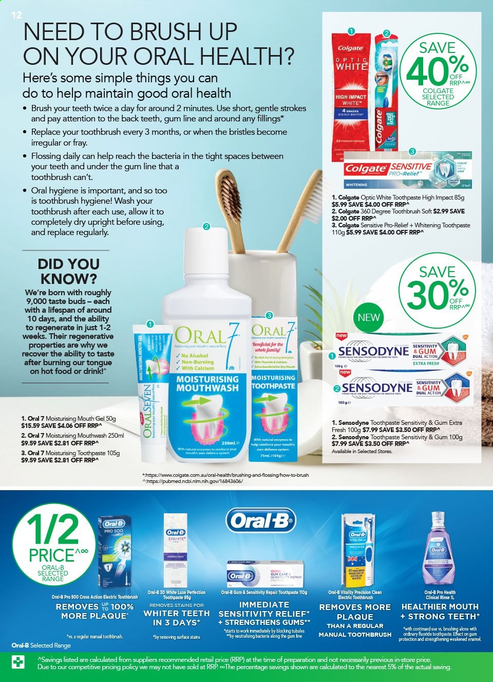 thumbnail - TerryWhite Chemmart Catalogue - 25 Mar 2021 - 13 Apr 2021 - Sales products - Colgate, toothbrush, Oral-B, toothpaste, Sensodyne, mouthwash, calcium. Page 12.