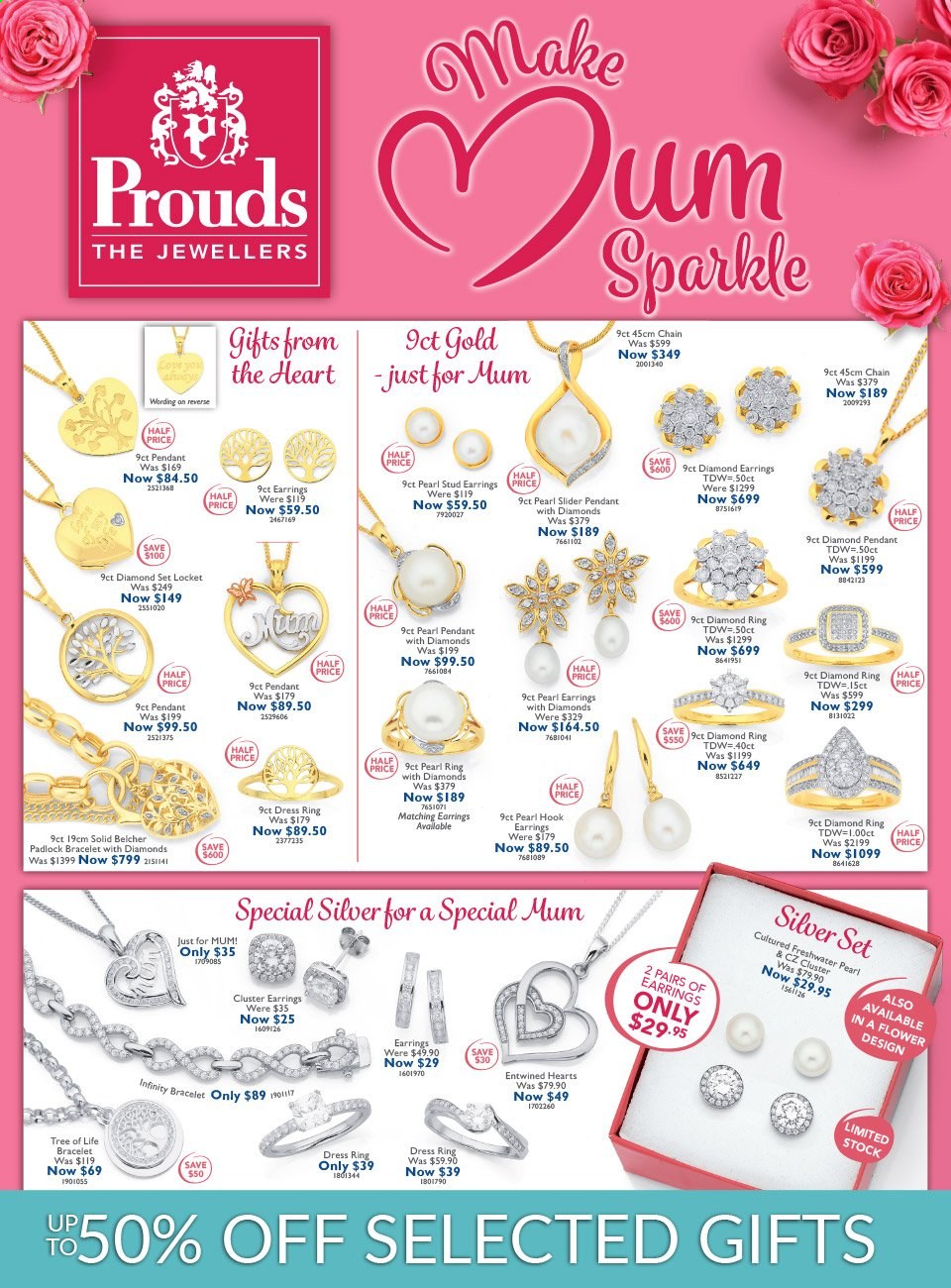 thumbnail - Prouds The Jewellers Catalogue - 12 Apr 2021 - 9 May 2021 - Sales products - bracelet, locket, pendant, diamond ring, earrings, diamond earrings. Page 1.