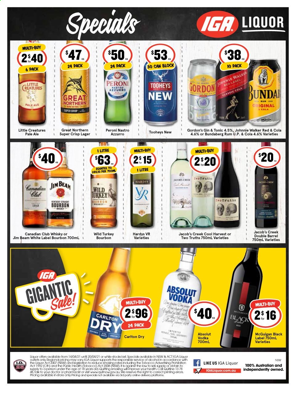 IGA LIQUOR catalogue - 14 Apr 2021 - 20 Apr 2021. Page 1