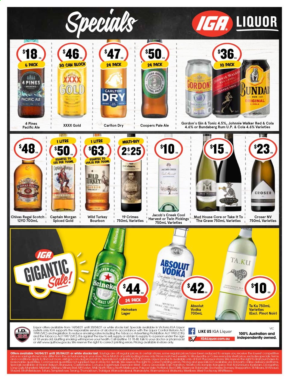 IGA LIQUOR catalogue - 14 Apr 2021 - 20 Apr 2021. Page 1