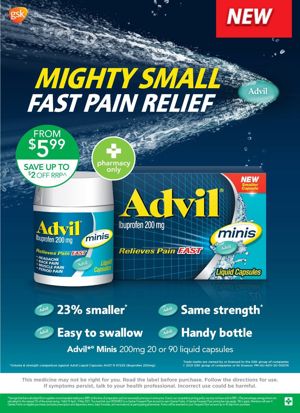 thumbnail - TerryWhite Chemmart Catalogue - 15 Apr 2021 - 4 May 2021 - Sales products - pain relief, Ibuprofen, Advil Rapid. Page 7.