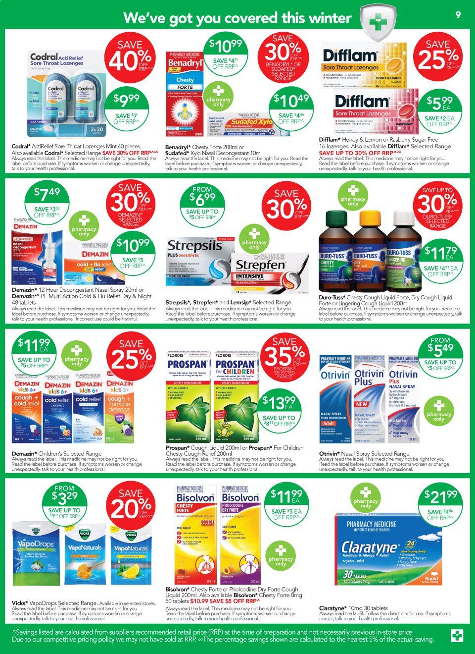 thumbnail - TerryWhite Chemmart Catalogue - 15 Apr 2021 - 4 May 2021 - Sales products - Vicks, Cold & Flu, Sudafed, Strepsils, Claratyne, nasal spray, allergy relief, Codral. Page 10.