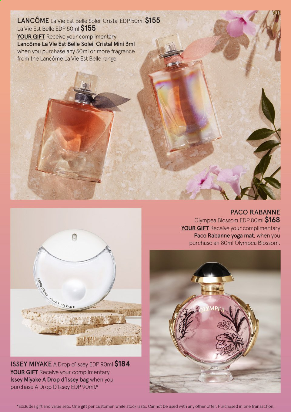 thumbnail - Myer Catalogue - Sales products - Paco Rabanne, Lancôme, eau de parfum, bag. Page 4.