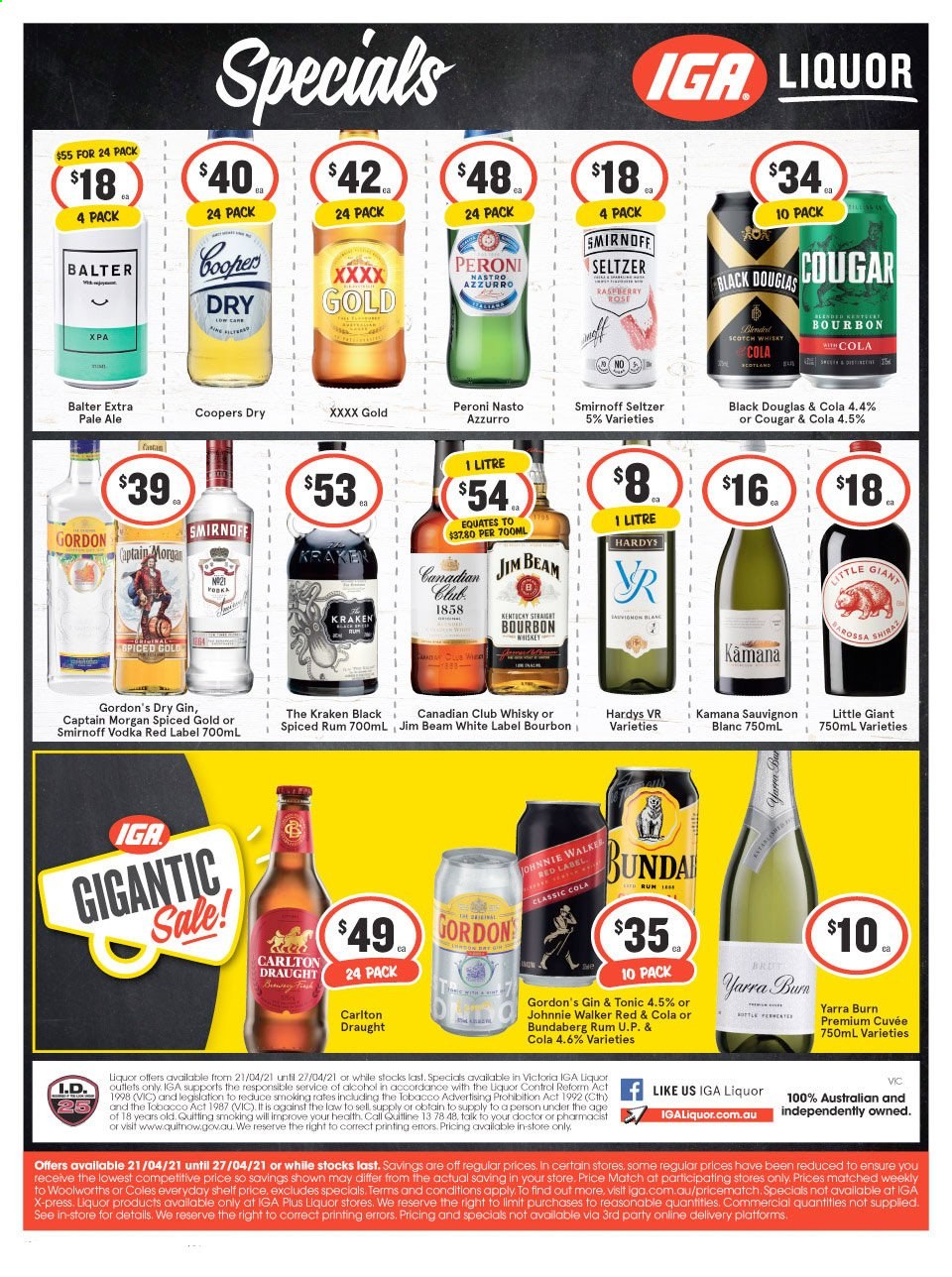 IGA LIQUOR catalogue - 21 Apr 2021 - 27 Apr 2021. Page 1