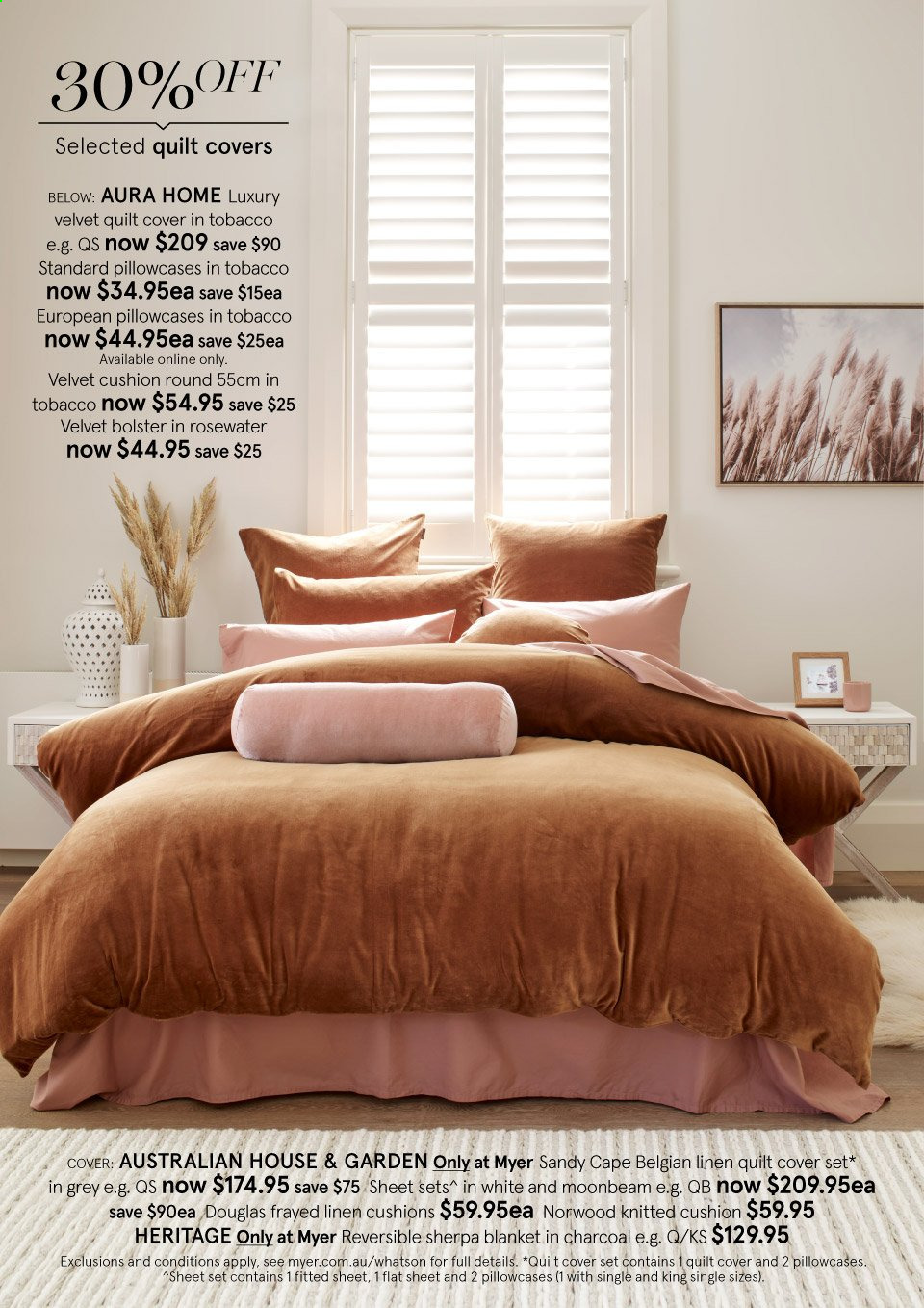 thumbnail - Myer Catalogue - Sales products - blanket, cushion, pillowcase, quilt, quilt cover set, sherpa. Page 2.