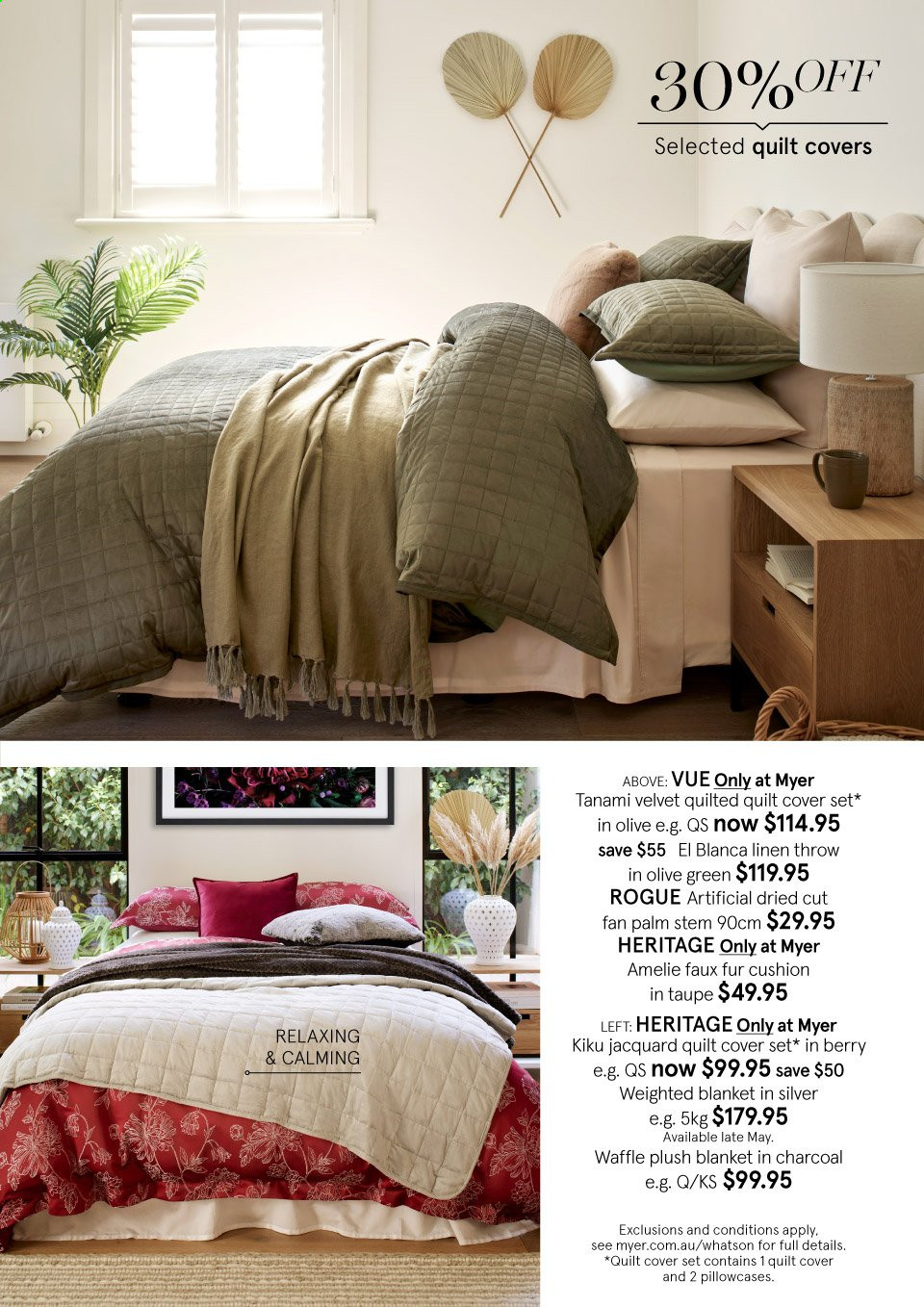 thumbnail - Myer Catalogue - Sales products - blanket, cushion, pillowcase, quilt, quilt cover set, weighted blanket. Page 3.