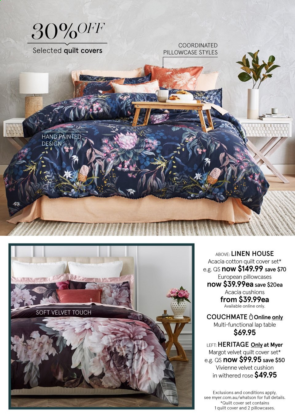 thumbnail - Myer Catalogue - Sales products - cushion, pillowcase, quilt, cotton quilt, quilt cover set. Page 4.