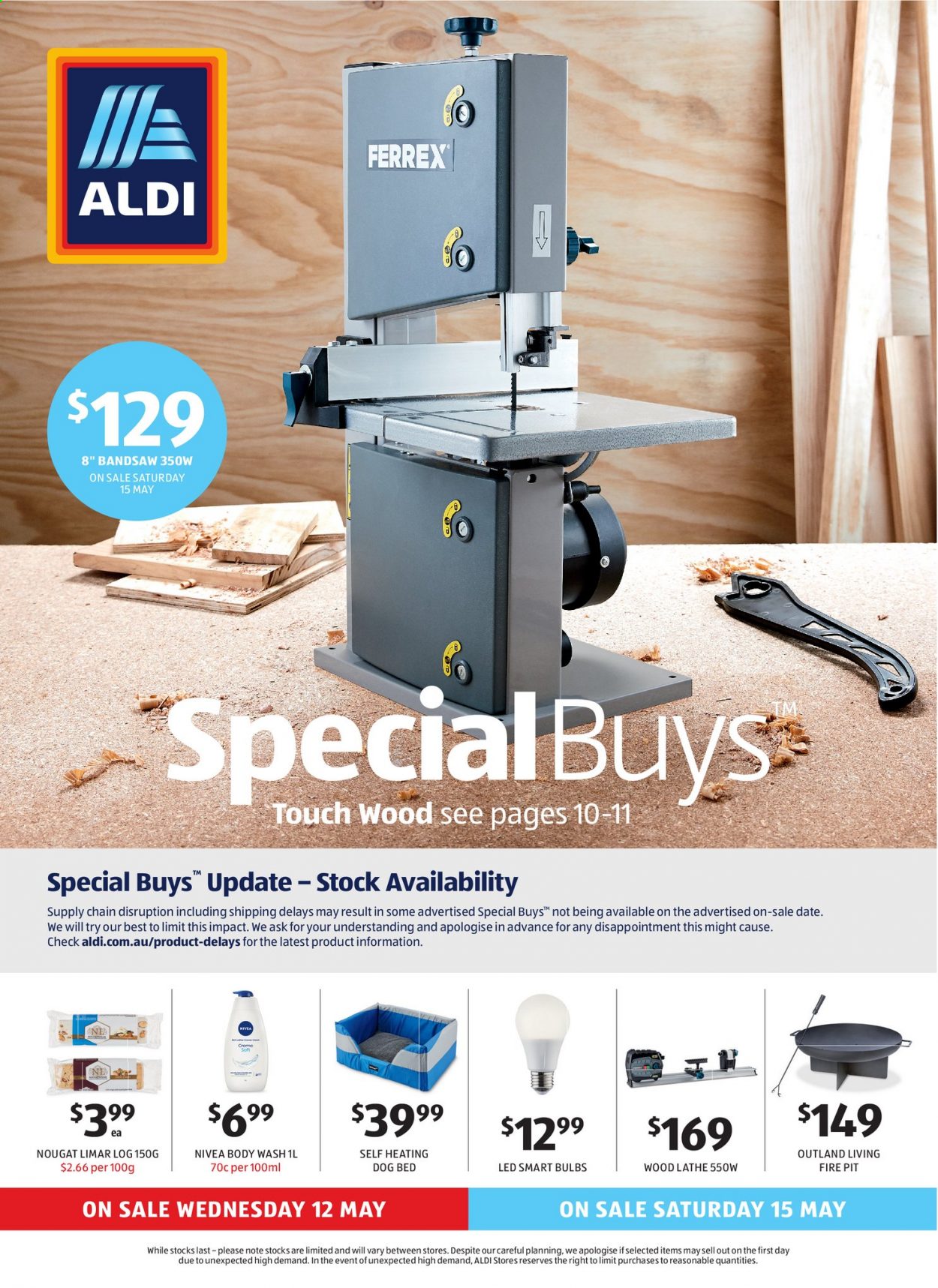 thumbnail - ALDI Catalogue - 12 May 2021 - 18 May 2021 - Sales products - nougat, Nivea, body wash, bulb, dog bed. Page 1.