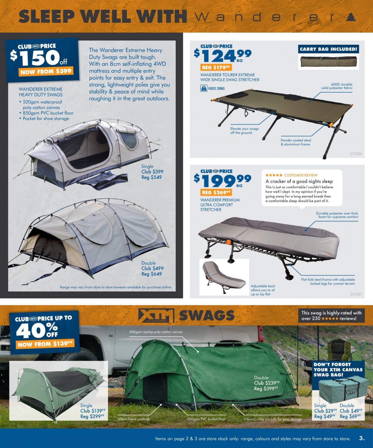 thumbnail - BCF Catalogue - 19 May 2021 - 30 May 2021 - Sales products - XTM, mattress, foam mattress, bag, swag. Page 3.