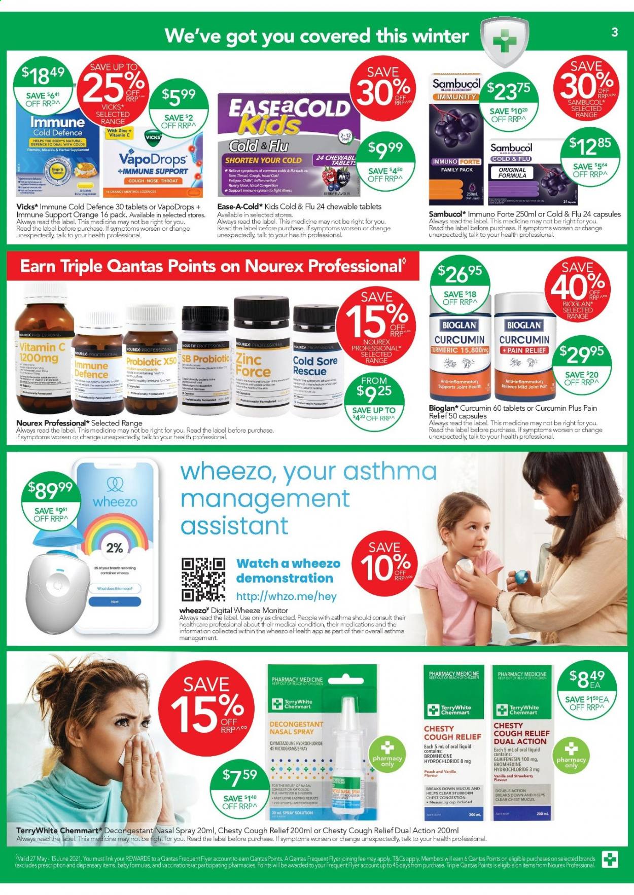thumbnail - TerryWhite Chemmart Catalogue - 27 May 2021 - 15 Jun 2021 - Sales products - Vicks, watch, pain relief, Cold & Flu, vitamin c, Sambucol, Bioglan, nasal spray. Page 3.