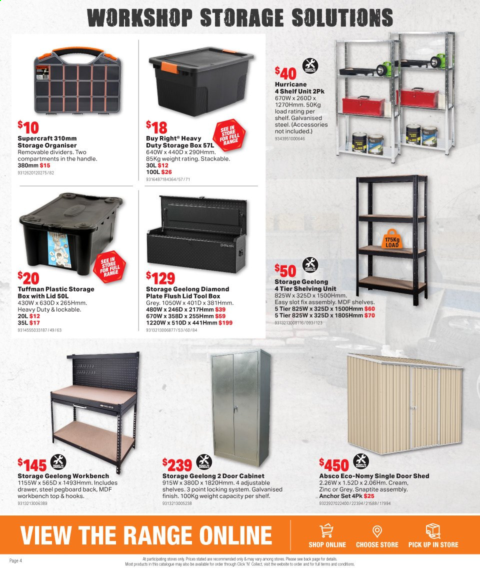 thumbnail - Mitre 10 Catalogue - 2 Jun 2021 - 30 Jun 2021 - Sales products - hook, plate, box with lids, pegboard, tool box, shed. Page 4.
