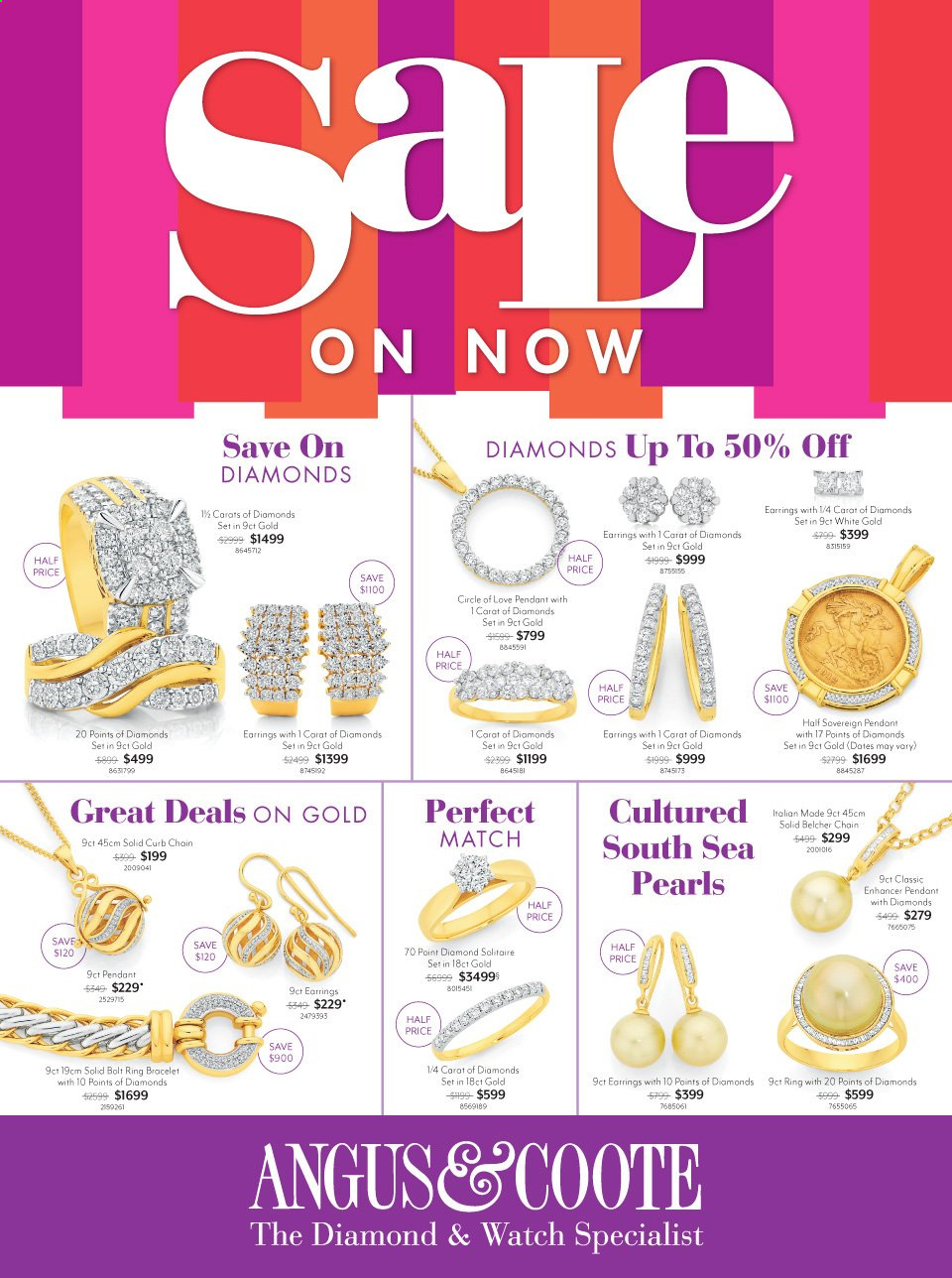 thumbnail - Angus & Coote Catalogue - 7 Jun 2021 - 4 Jul 2021 - Sales products - bracelet, watch, pendant, earrings. Page 1.