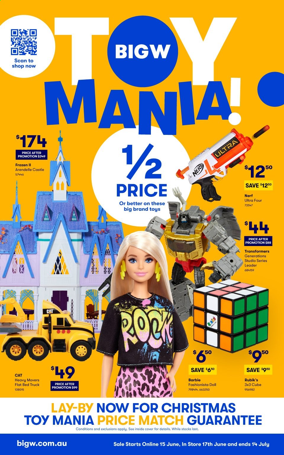 thumbnail - BIG W Catalogue - 15 Jun 2021 - 14 Jul 2021 - Sales products - Barbie, Nerf, doll, toys, leader. Page 1.
