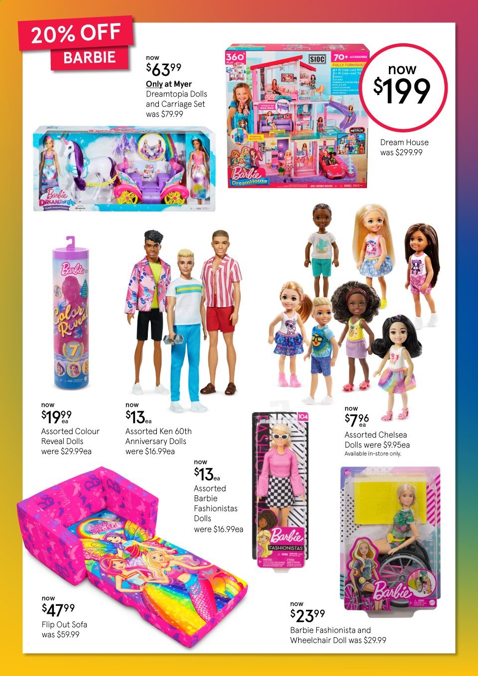 thumbnail - Myer Catalogue - 21 Jun 2021 - 18 Jul 2021 - Sales products - Barbie, doll. Page 4.