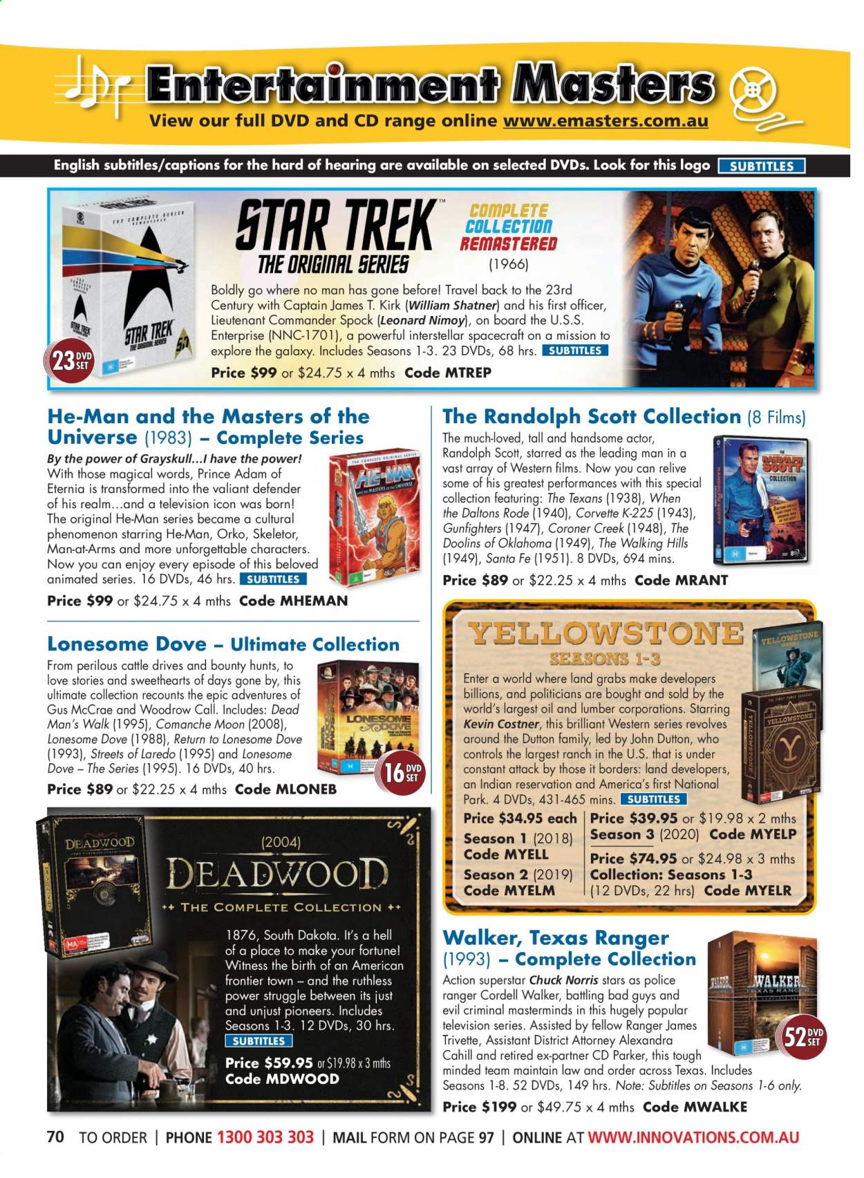 thumbnail - Innovations Catalogue - Sales products - Parker, DVD, He-Man, Hill's, rode. Page 70.