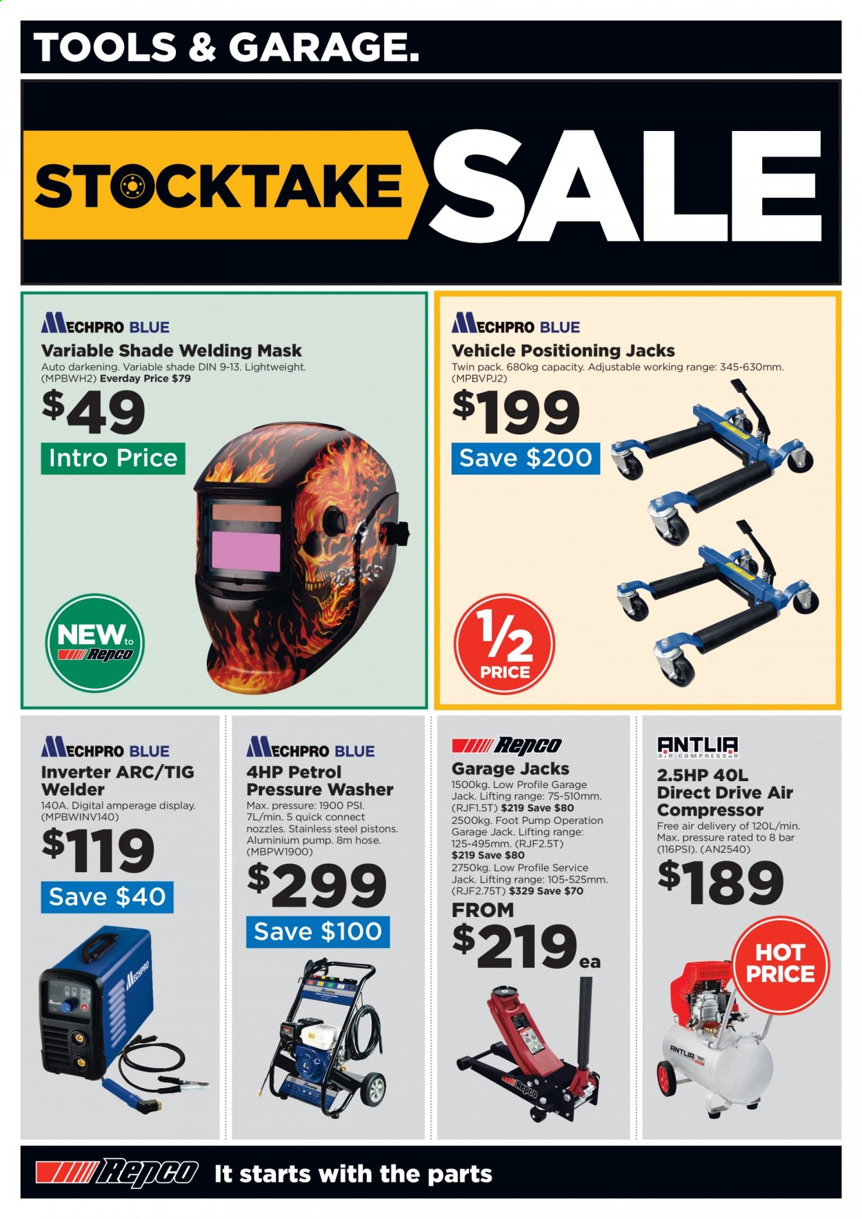 thumbnail - Repco Catalogue - 14 Jul 2021 - 27 Jul 2021 - Sales products - pressure washer, welder, vehicle, air compressor. Page 4.