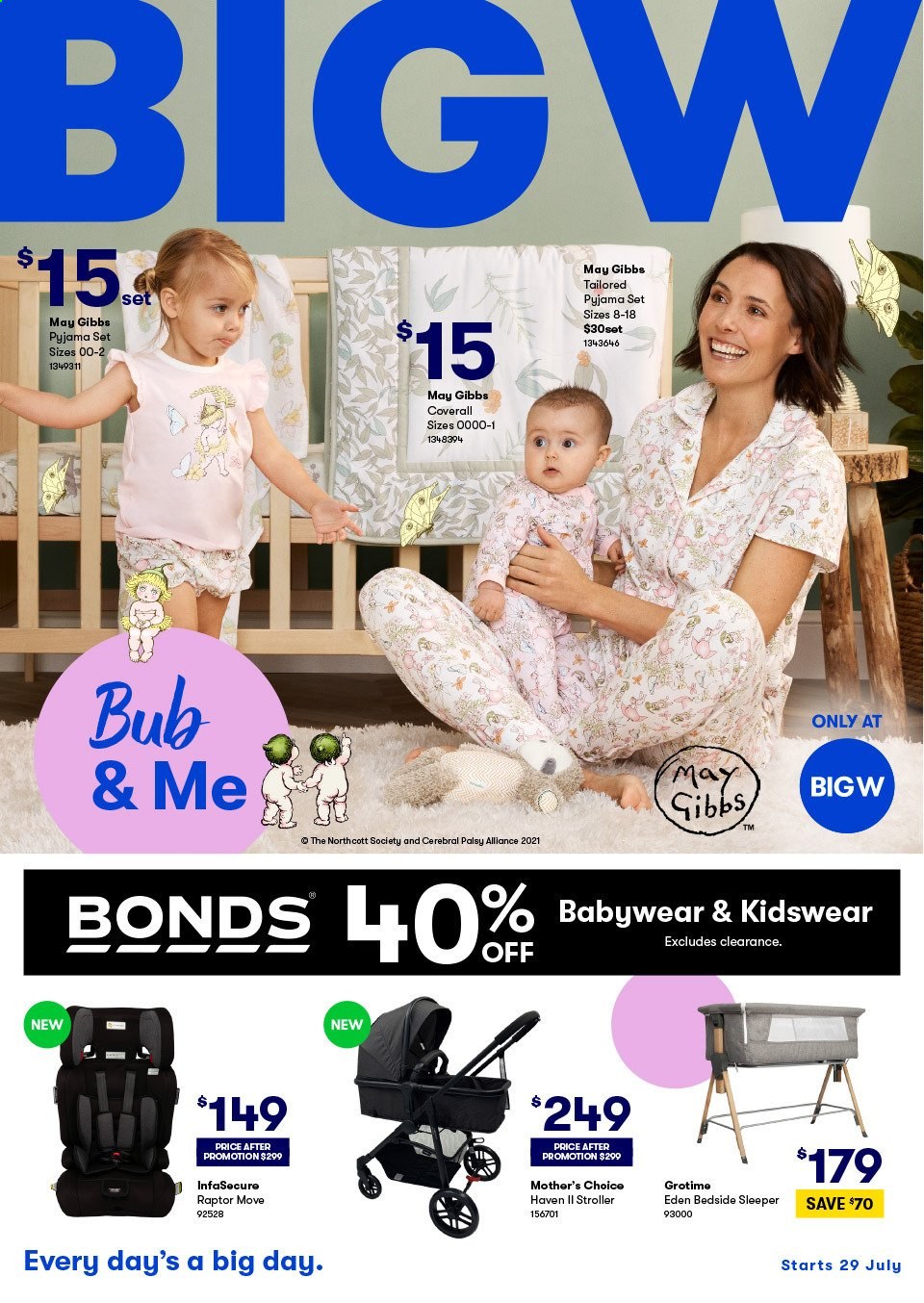 thumbnail - BIG W Catalogue - Sales products - Bonds, pajamas, baby stroller. Page 1.