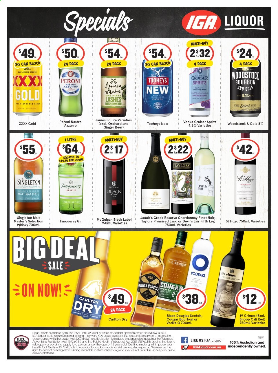 IGA LIQUOR catalogue - 28 Jul 2021 - 3 Aug 2021. Page 1