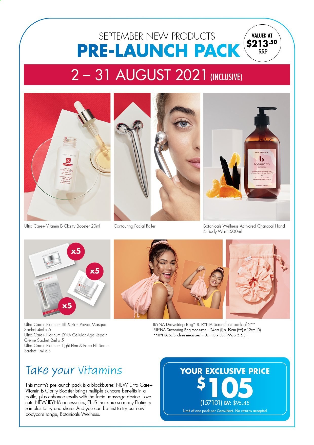 thumbnail - Nutrimetics Catalogue - 2 Aug 2021 - 31 Aug 2021 - Sales products - body wash, serum, Nutrimetics, activated charcoal. Page 1.