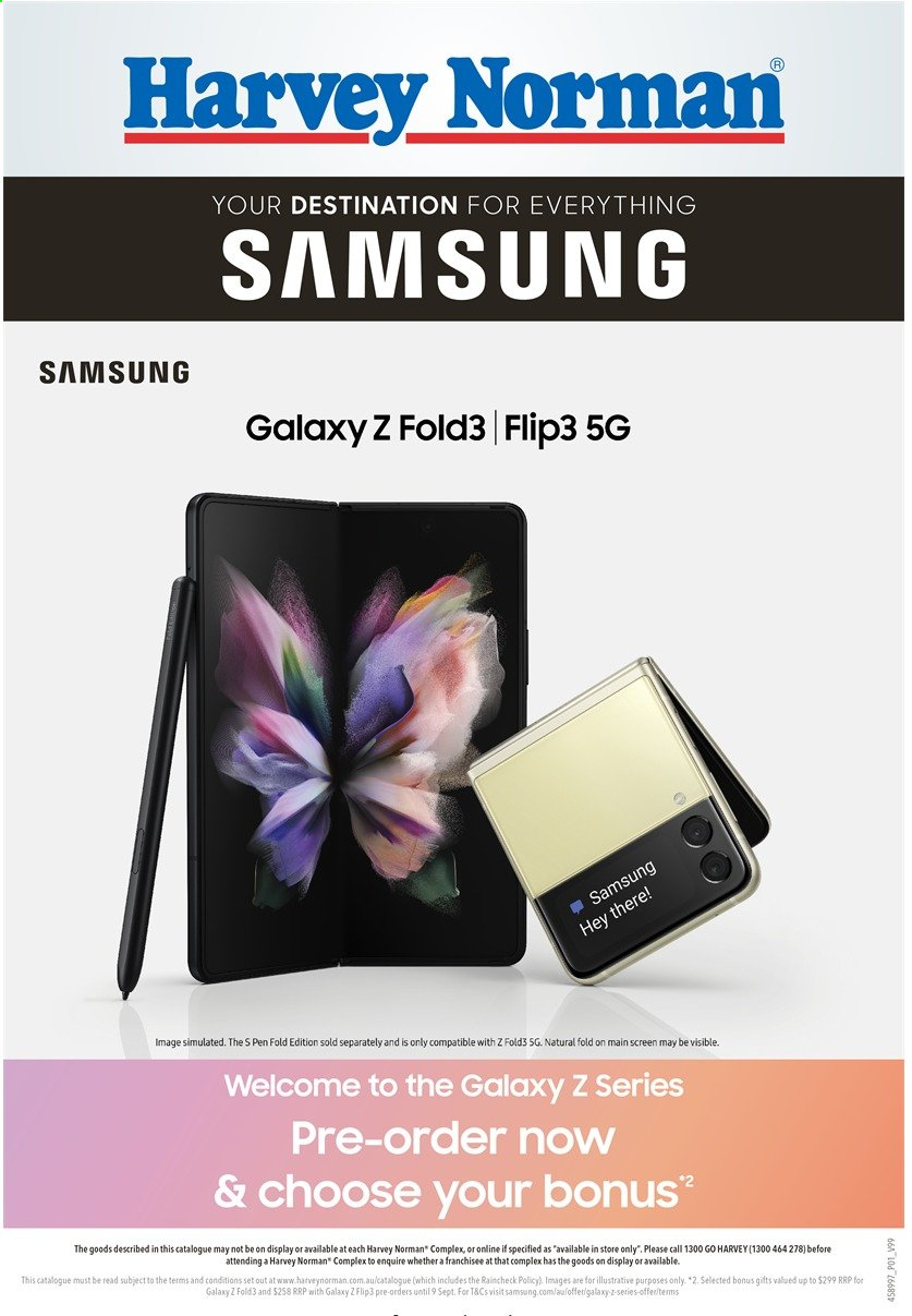 thumbnail - Harvey Norman Catalogue - 12 Aug 2021 - 9 Sep 2021 - Sales products - Samsung Galaxy, pen, Samsung, Samsung Galaxy Z. Page 1.