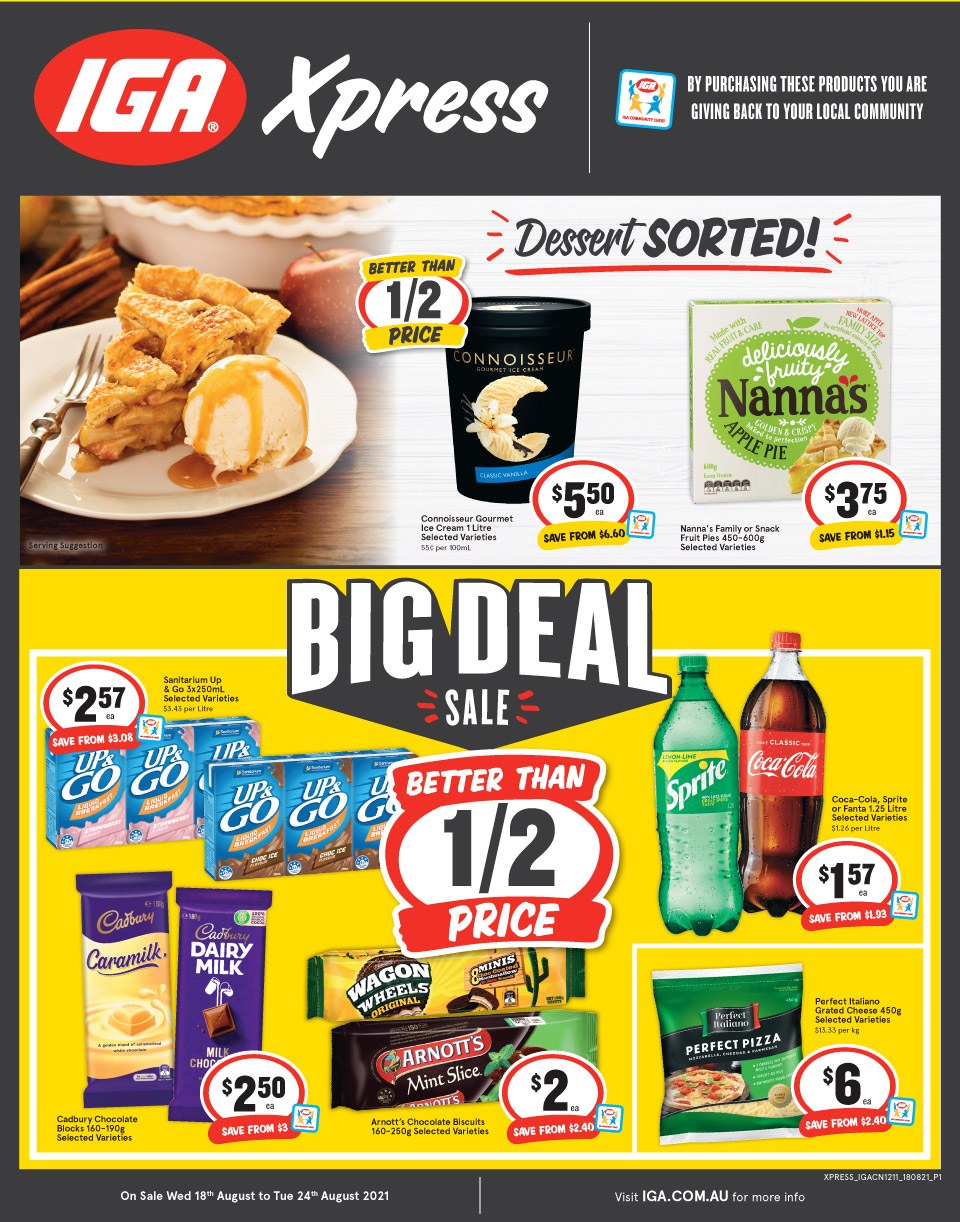 IGA Xpress catalogue - 18 Aug 2021 - 24 Aug 2021. Page 1