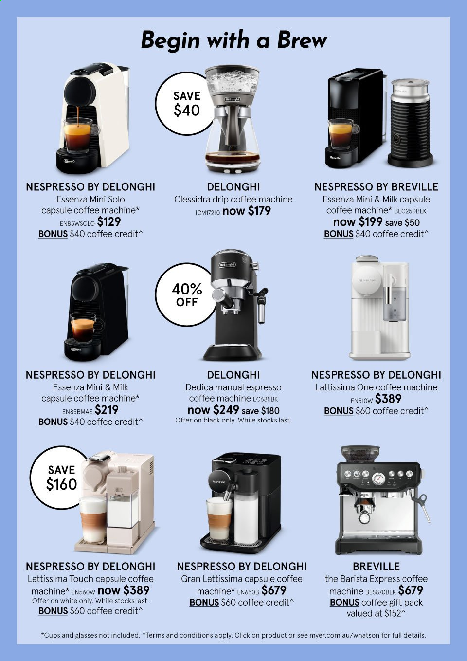 thumbnail - Myer Catalogue - Sales products - cup, coffee machine, Nespresso, capsule coffee machine, De'Longhi. Page 2.