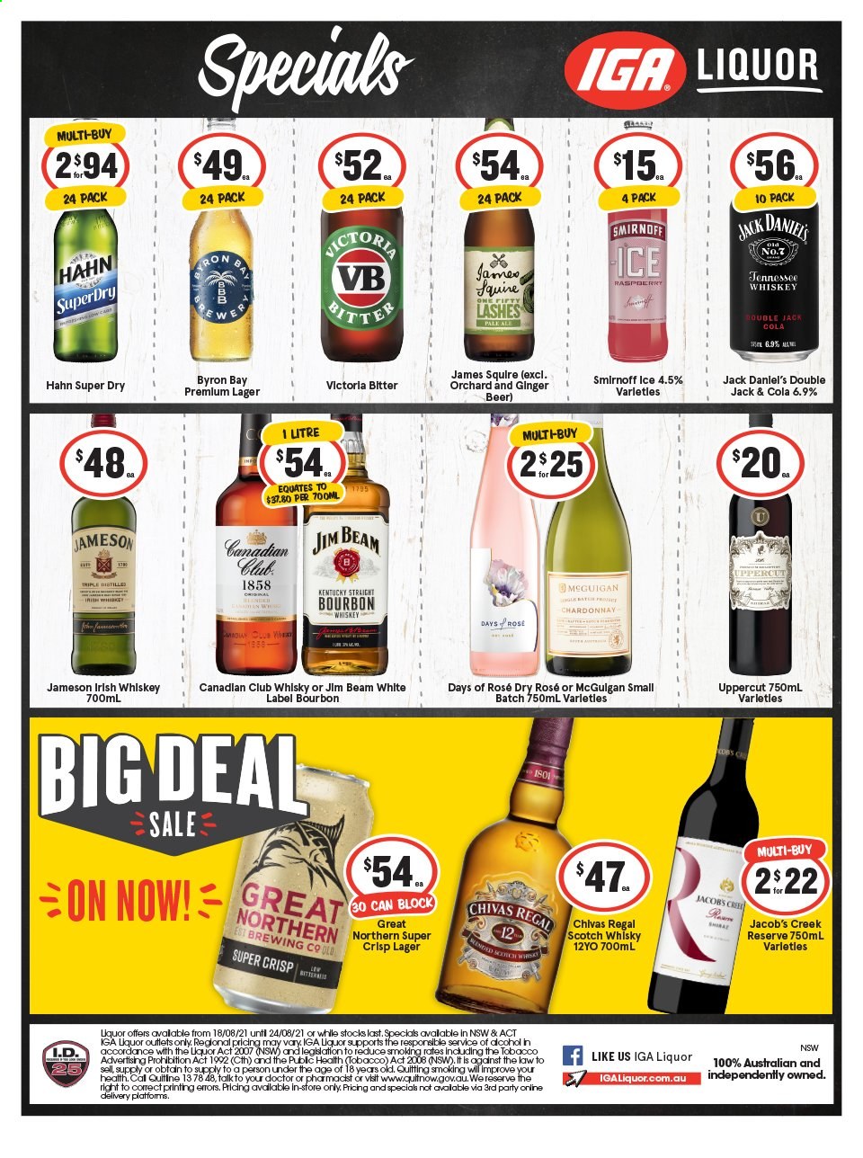 IGA LIQUOR catalogue - 18 Aug 2021 - 24 Aug 2021. Page 1