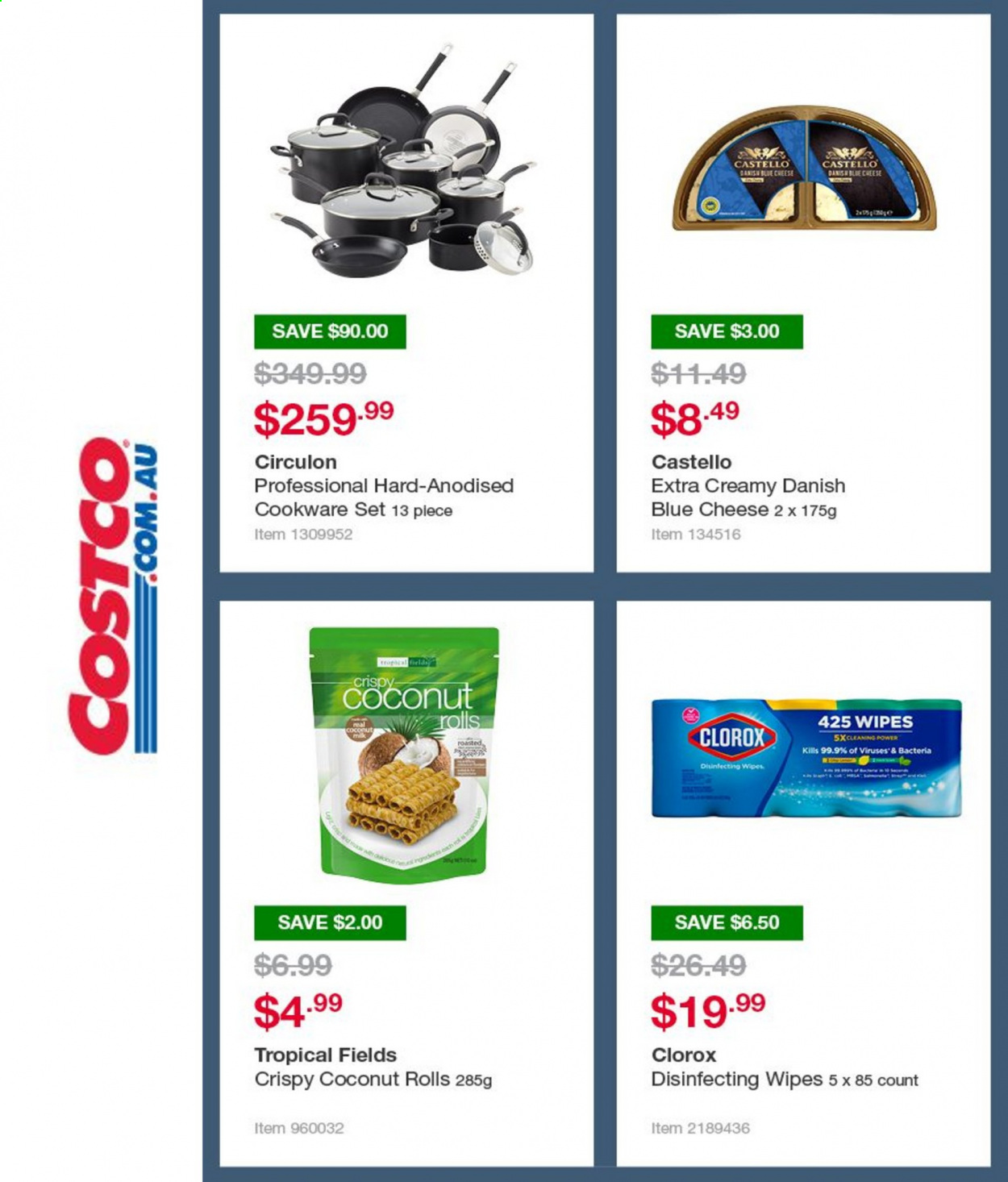 thumbnail - Costco Catalogue - 16 Aug 2021 - 29 Aug 2021 - Sales products - wipes, Clorox, cookware set. Page 4.