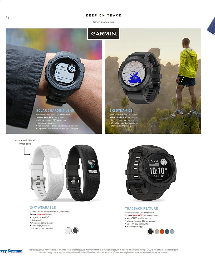 thumbnail - Harvey Norman Catalogue - 20 Aug 2021 - 5 Sep 2021 - Sales products - Garmin, smart watch, lens, satellite. Page 4.