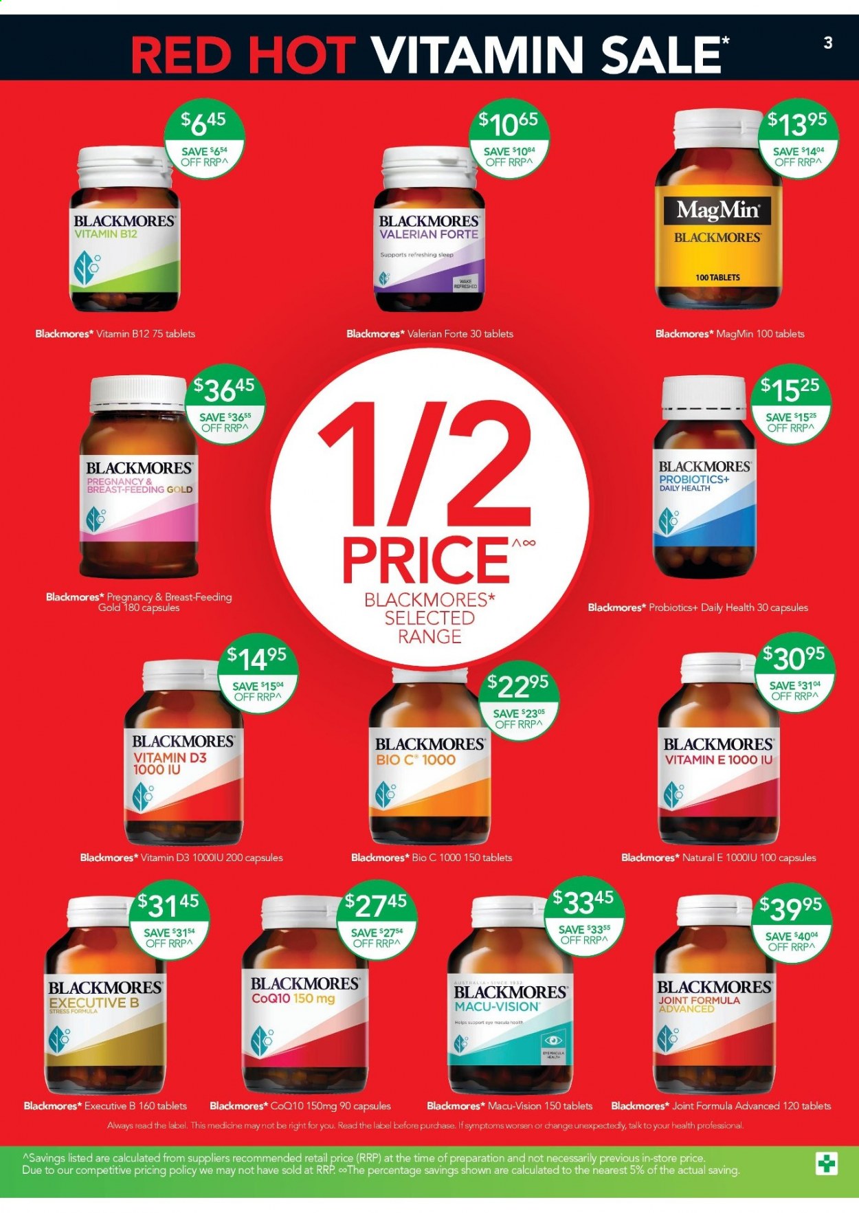 thumbnail - TerryWhite Chemmart Catalogue - 19 Aug 2021 - 7 Sep 2021 - Sales products - probiotics, vitamin B12, vitamin D3, Blackmores. Page 3.