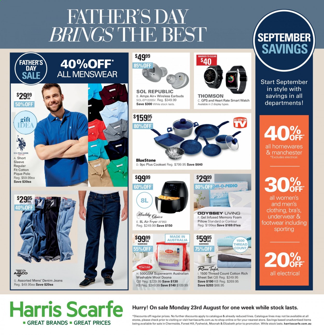 thumbnail - Harris Scarfe Catalogue - Sales products - pillow, air fryer, jeans, Denim, bra, underwear. Page 1.