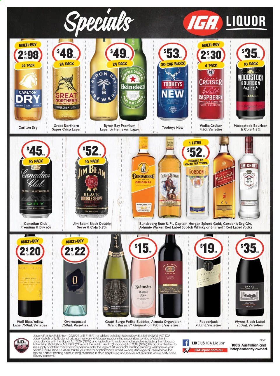 IGA LIQUOR catalogue - 25 Aug 2021 - 31 Aug 2021. Page 1