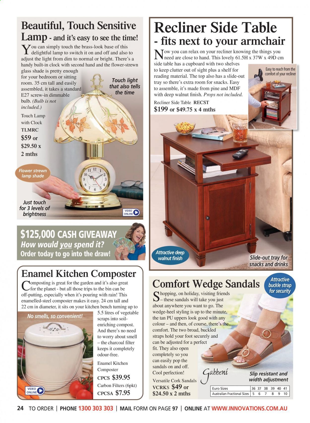 thumbnail - Innovations Catalogue - Sales products - sandals, bin, tray, bulb, lamp. Page 24.